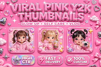 design  aesthetic  pink y2k cute youtube thumbnail end screen