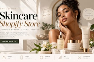 design skincare shopify store, cosmetics website, beauty website skincare store
