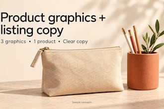 create product listing graphics and clear ecommerce copy