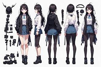 draw anime character sheet reference design