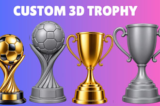 design custom 3d trophy award medal cup for 3d printing stl