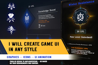 design custom game UI, icons and interface elements