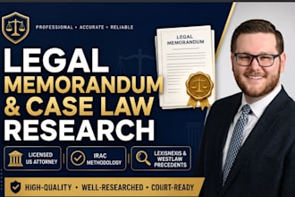 write a persuasive legal memorandum and case law research as a US attorney