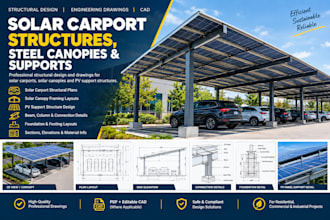design solar carport structures, steel canopies and supports