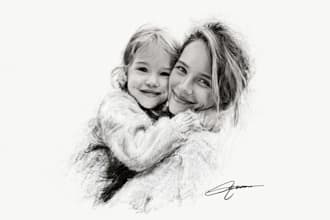 draw a realistic charcoal pencil portrait from your photo