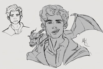 draw any sketch in cartoon, comic or realistic style
