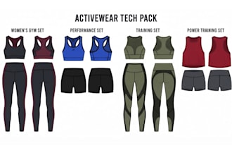 create activewear tech pack, sportswear tech pack and fashion tech pack