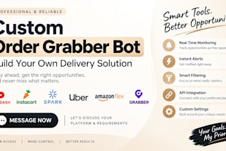 develop spark driver bot, instacart bot, amazon flex bot, and grabber bot