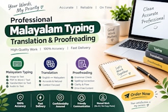 do malayalam typing translation drafting and proofreading