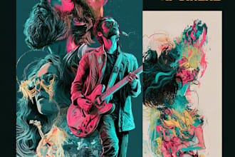 make an illustrated design for a music band or movie poster