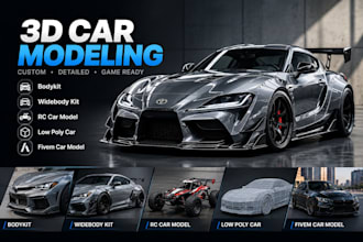 3d car modeling bodykit widebody kit rc car model low poly car fivem car model