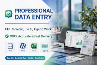 do data entry typing pdf to word conversion and excel work