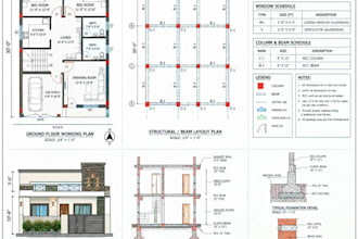 create professional2d house plan and auto cad drawings