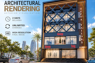 create exterior facade 3d visualization