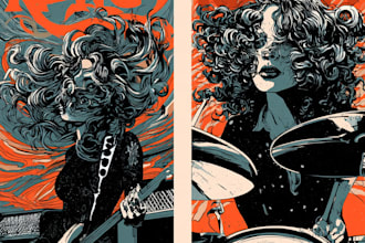 make an illustrated design band or movie poster