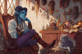 custom comic character dnd and illustration