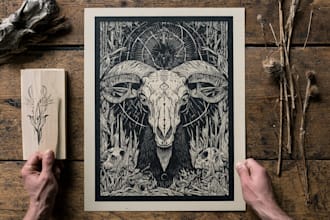 design professional outstanding vintage or linocut