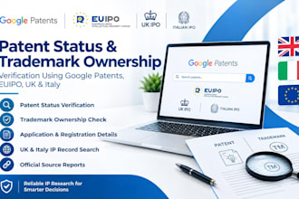 file patent status and trademark ownership using google patents euipo UK italy