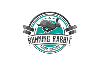 design inspirational fitness coaching running rabbit logo