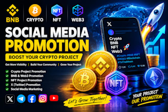 crypto, bnb, nft and web3 promotion on social media
