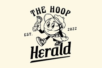 design a powerful basketball news entity sports logo