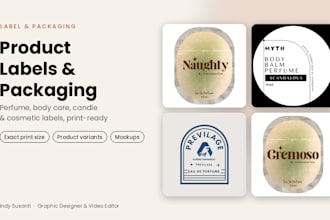 design perfume, candle and cosmetic labels and packaging