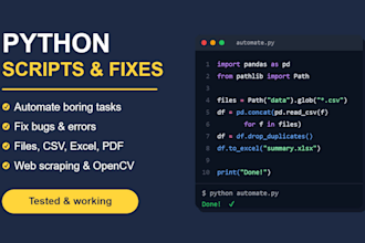 write python scripts, automate tasks and fix python bugs