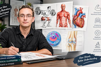draw exercise, workout sketch and anatomy, medical or scientific illustrations