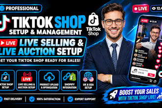setup tiktok shop live auction, tiktok live selling and shopify product clone