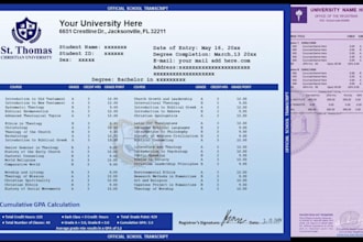 design custom college transcript, high school, university transcript or ged