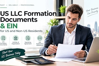 prepare US llc formation documents and obtain ein for US and non US residents