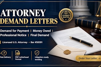 prepare a professional attorney demand for payment letter and legal notice