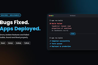 fix bugs errors and deployment issues in react nextjs nodejs or python apps