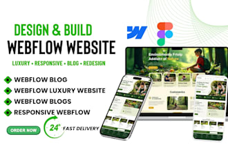 develop redesign webflow website build luxury website, responsive webflow blog