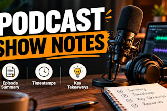 create podcast show notes, summaries and accurate timestamps
