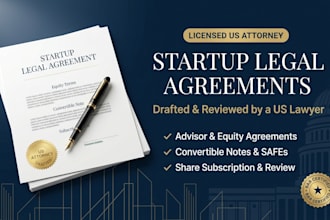 draft a professional US startup advisor agreement with equity terms