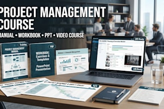 create project management course, manual, workbook, PPT, video course
