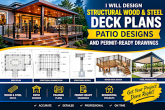 design deck plans, patio plans, structural drawings and permit drawings