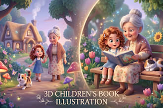 design child book 2d children story book illustration 3d kids book watercolor