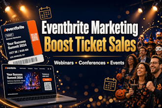 do eventbrite setup, marketing, promotion for webinars and events