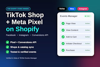 setup tiktok shop facebook ads instagram meta pixel integration to shopify store