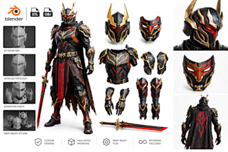 design custom 3d cosplay armor, helmets, masks, props and print ready stl