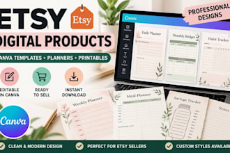 design canva etsy digital planner and printable template for your shop