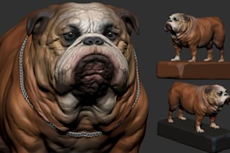 sculpt realistic 3d dog model 3d animal pet stl for 3d printing memorial statue