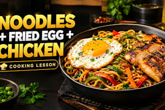 teach you how to make delicious noodles with fried egg and chicken