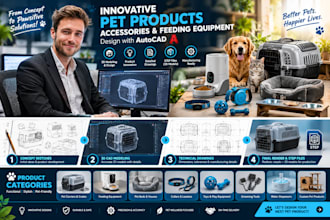 design innovative pet products, accessories and feeding equipment using autocad