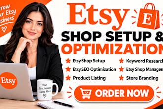 set up your esty digital products shop with SEO listings and canva design