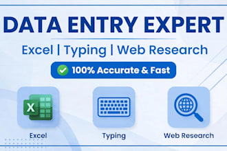 do data entry, ms excel work, web research and typing work