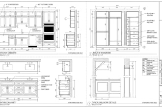 do millwork, cabinetry, wardrobe,  kitchen cabinet shop drawings vanity