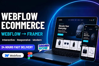 build interactive webflow eccommerce webflow, migrate webflow to framer website
